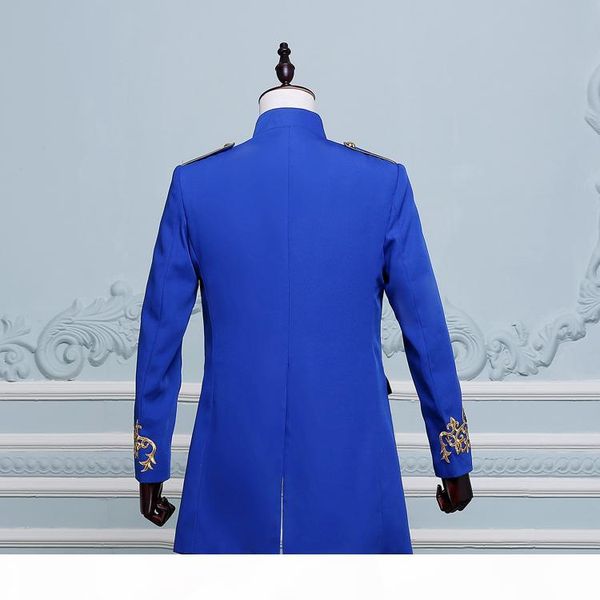 men double-breasted england style long slim fit blazer design wedding groom suit jacket mens stage wear singer costume, White;black
men double-breasted england style long slim fit blazer design wedding groom suit jacket mens stage wear singer costume, White;black