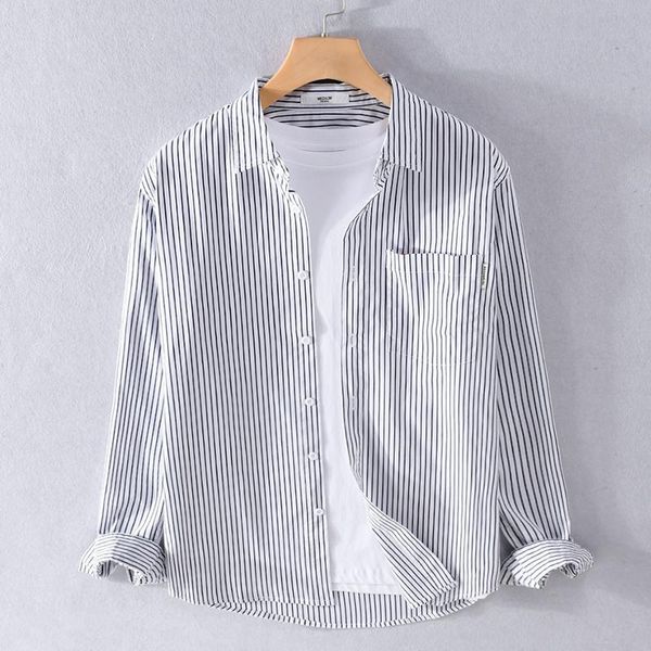 men's casual shirts 2021 spring and autumn arrival long-sleeved shirt men fashion striped comfortable for camisa chemise, White;black
men's casual shirts 2021 spring and autumn arrival long-sleeved shirt men fashion striped comfortable for camisa chemise, White;black