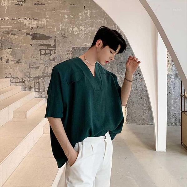 men's casual shirts summer hair stylist urban youth fashion trend men short sleeves loose large size cotton linen v-neck pullover, White;black
men's casual shirts summer hair stylist urban youth fashion trend men short sleeves loose large size cotton linen v-neck pullover, White;black