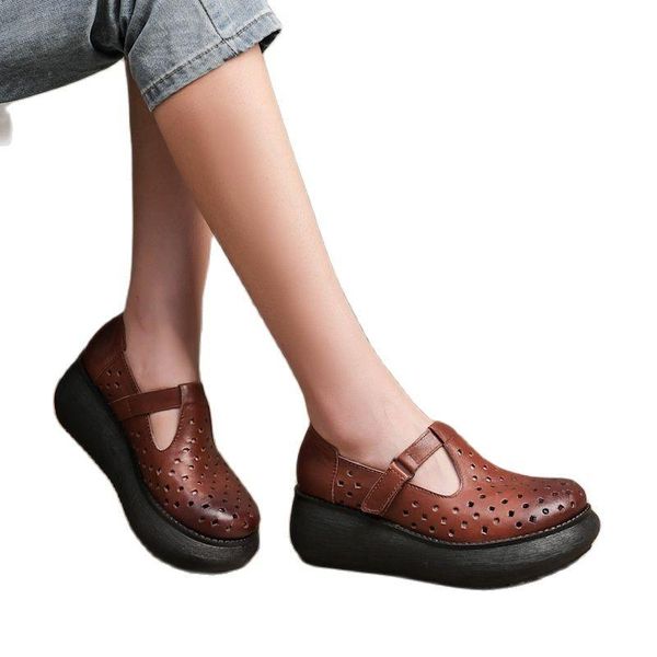 sandals 509-21 retro art hollow punch thick bottom slope cowhide leather women summer shoes, Black
sandals 509-21 retro art hollow punch thick bottom slope cowhide leather women summer shoes, Black