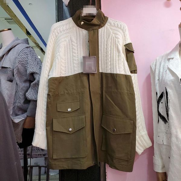 women's jackets seebeautiful knitted spliced loose jacket coat stand long sleeve pockets contrast color women autumn 2021 fashion tide, Black;brown
women's jackets seebeautiful knitted spliced loose jacket coat stand long sleeve pockets contrast color women autumn 2021 fashion tide, Black;brown