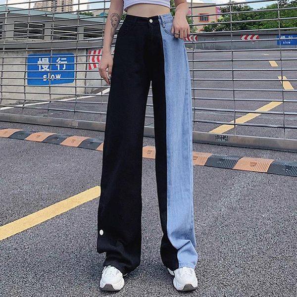 women's jeans patchwork women wide leg straight pants hit color denim female long trousers high waist loose casual ladies bottoms, Blue
women's jeans patchwork women wide leg straight pants hit color denim female long trousers high waist loose casual ladies bottoms, Blue