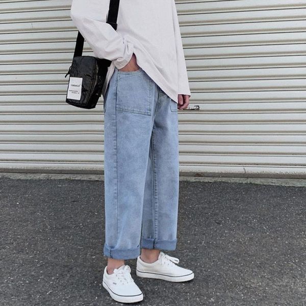 men's jeans spring and autumn straight workwear korean style trendy youth loose wide leg casual pants, Blue
men's jeans spring and autumn straight workwear korean style trendy youth loose wide leg casual pants, Blue