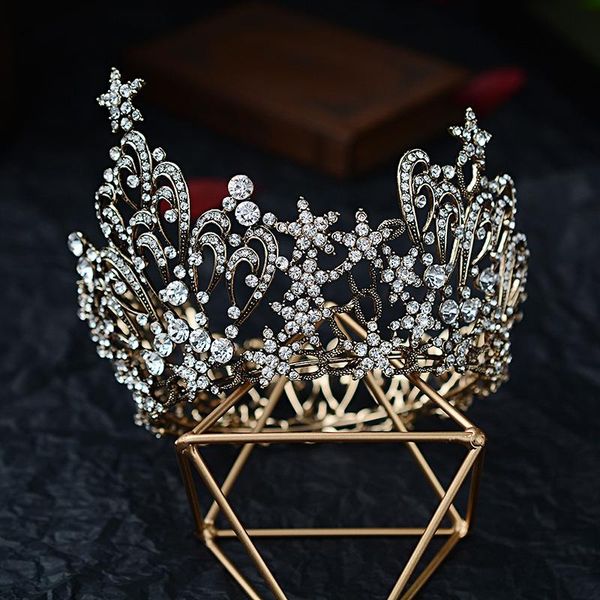 baroque retro bronze crystal star round bridal tiaras black crown rhinestone diadem pageant cz headband wedding hair accessories, Golden;silver
baroque retro bronze crystal star round bridal tiaras black crown rhinestone diadem pageant cz headband wedding hair accessories, Golden;silver