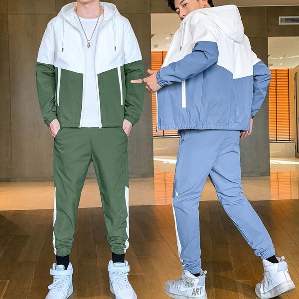 men's tracksuits youth fashion mens hooded jacket+pant sportwear sets men patchwork sport suit casual tracksuit male couples sweat suit, Gray
men's tracksuits youth fashion mens hooded jacket+pant sportwear sets men patchwork sport suit casual tracksuit male couples sweat suit, Gray