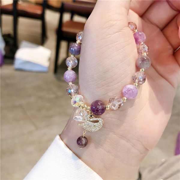 charm bracelets spar lavender amethyst bracelet personality sweet micro set gosling pendant hand string act the role of, Golden;silver 
charm bracelets spar lavender amethyst bracelet personality sweet micro set gosling pendant hand string act the role of, Golden;silver