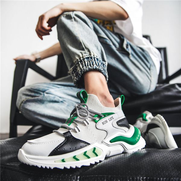 Luminous cool sports shoe round head straps color stitching casual shoes shock absorption thick bottom non-slip rubber increased, Green
Luminous cool sports shoe round head straps color stitching casual shoes shock absorption thick bottom non-slip rubber increased, Green