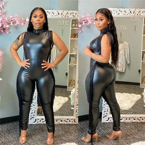 women's jumpsuits & rompers cutubly pu leather for women black jumpsuit with tassel turtleneck sleeveless slim fit fashion romper, Black;white
women's jumpsuits & rompers cutubly pu leather for women black jumpsuit with tassel turtleneck sleeveless slim fit fashion romper, Black;white