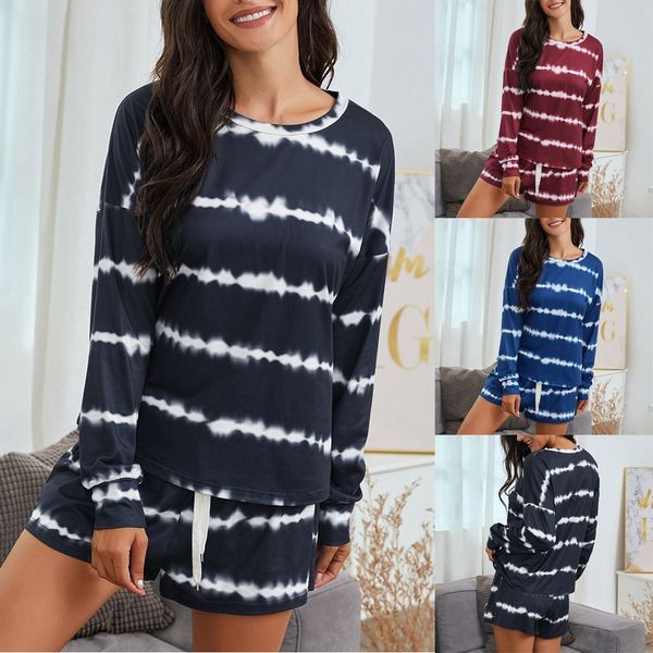 2021 new fashion women's home comfortable breathable tie-dye printed long sleeve pullover shorts ladies suits sleepwear yc0d, Black
2021 new fashion women's home comfortable breathable tie-dye printed long sleeve pullover shorts ladies suits sleepwear yc0d, Black