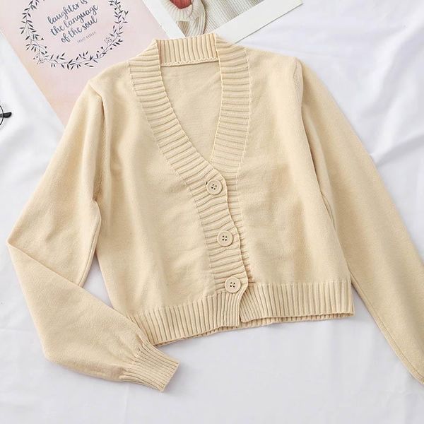 women's knits & tees abrini 2021 winter autumn women buttoned up cardigans solid plain v-neck loose knitting sweater preppy campus croc, White 
women's knits & tees abrini 2021 winter autumn women buttoned up cardigans solid plain v-neck loose knitting sweater preppy campus croc, White