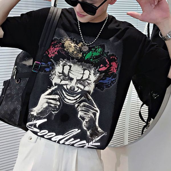 men's polos print clown characters versatile short sleeve t-shirt black social club outfits tee shirt homme tshirt for men m41l, White;black
men's polos print clown characters versatile short sleeve t-shirt black social club outfits tee shirt homme tshirt for men m41l, White;black