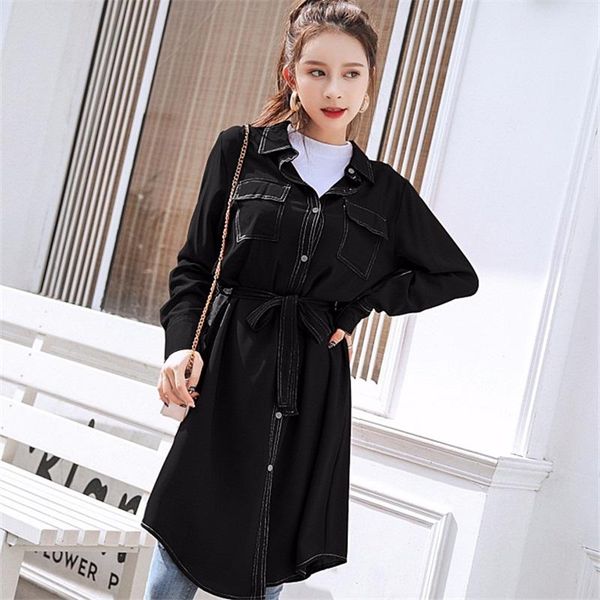 women's trench coats 2021 autumn korean solid long windbreaker jacket women, Tan;black
women's trench coats 2021 autumn korean solid long windbreaker jacket women, Tan;black