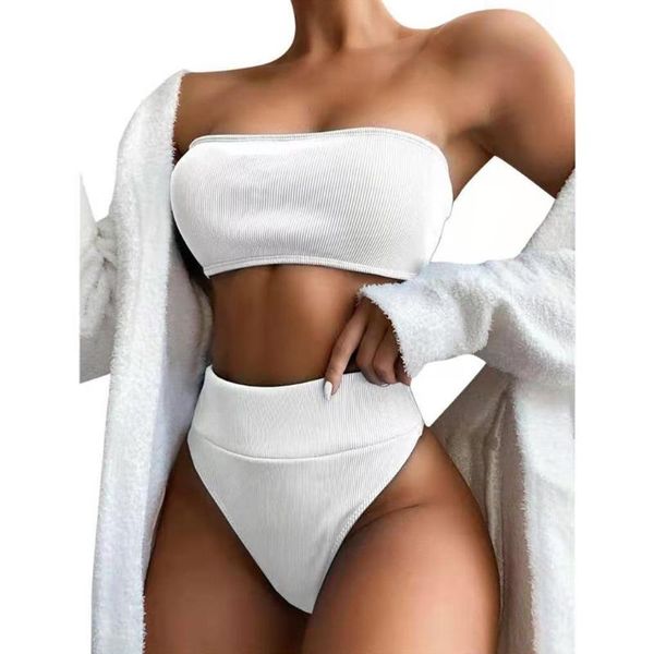 one-piece suits women 2pcs solid color bikini set strapless ribbed bandeau thong swimsuit a69a
one-piece suits women 2pcs solid color bikini set strapless ribbed bandeau thong swimsuit a69a