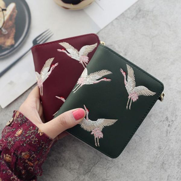 wallets women leather wallet purses female cranes embroidered short coin zipper purse cards holder -opk, Red;black
wallets women leather wallet purses female cranes embroidered short coin zipper purse cards holder -opk, Red;black