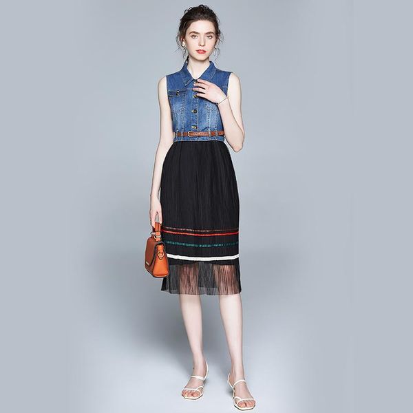 casual dresses jsxdhk european summer female pleated dress women denim patchwork mesh sleeveless lapel collar office ol striped vestidos, Black;gray
casual dresses jsxdhk european summer female pleated dress women denim patchwork mesh sleeveless lapel collar office ol striped vestidos, Black;gray