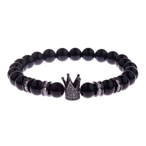 good selling elastic 8mm natural matte onyx stone micro pave clear cubic zirconia crown charm bracelet, Golden;silver
good selling elastic 8mm natural matte onyx stone micro pave clear cubic zirconia crown charm bracelet, Golden;silver