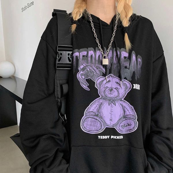 dark cute bear print korean vintage loose punk style women's sweatshirt autumn new ins harajuku thin hoodie streetwear, Black
dark cute bear print korean vintage loose punk style women's sweatshirt autumn new ins harajuku thin hoodie streetwear, Black