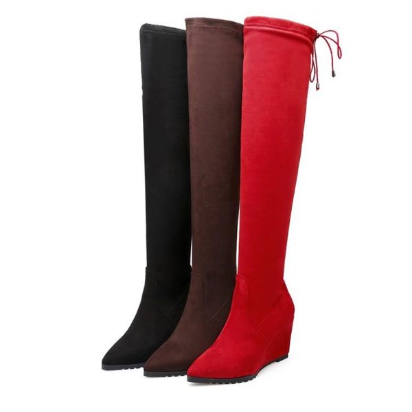 boots bridal shoes pointed slope heel over knee elastic thin leg women's large size, Black
boots bridal shoes pointed slope heel over knee elastic thin leg women's large size, Black