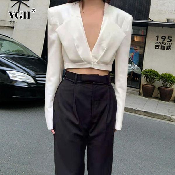 women's suits & blazers vgh apricot elegant minimalist short female blazer deep v neck long sleeve korean fashion slim solid jackets au, White;black
women's suits & blazers vgh apricot elegant minimalist short female blazer deep v neck long sleeve korean fashion slim solid jackets au, White;black