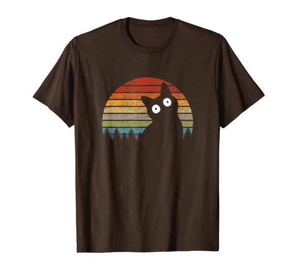 cat shirt: funny black cat retro t-shirt, White;black