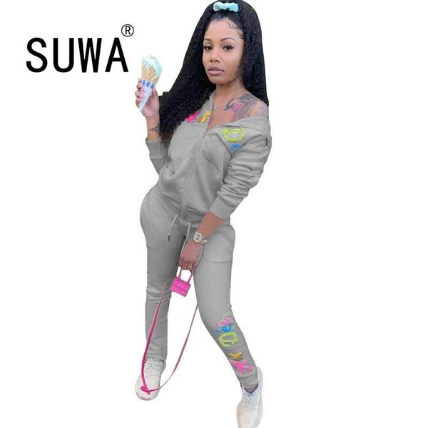 women set colorful letter print sportswear suit zipper long sleeve jacket jogger legging sweatpants casual 2 piece 210525, White
women set colorful letter print sportswear suit zipper long sleeve jacket jogger legging sweatpants casual 2 piece 210525, White