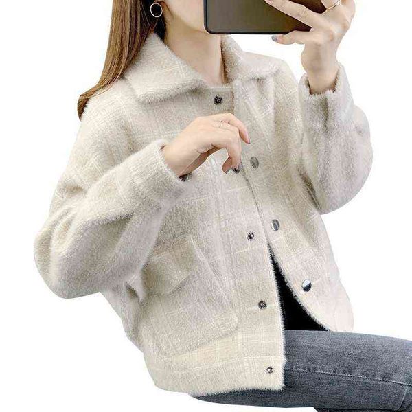 mink plaid coat women's autumn and winter 2021 korean loose knitted sweater cardigan wear, Black;brown
mink plaid coat women's autumn and winter 2021 korean loose knitted sweater cardigan wear, Black;brown