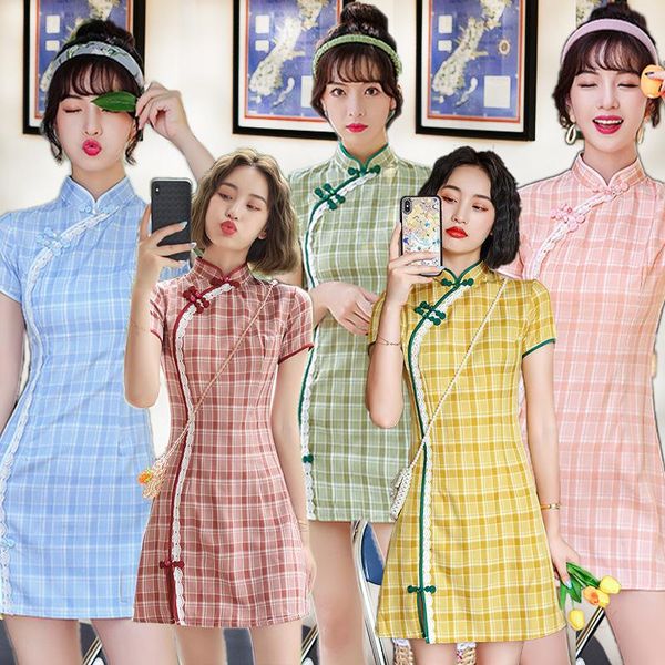 ethnic clothing fzslcyiyi chinese dress cotton vintage plaid women oriental robe cheongsam female china elegant casual party modern mini qip, Red
ethnic clothing fzslcyiyi chinese dress cotton vintage plaid women oriental robe cheongsam female china elegant casual party modern mini qip, Red