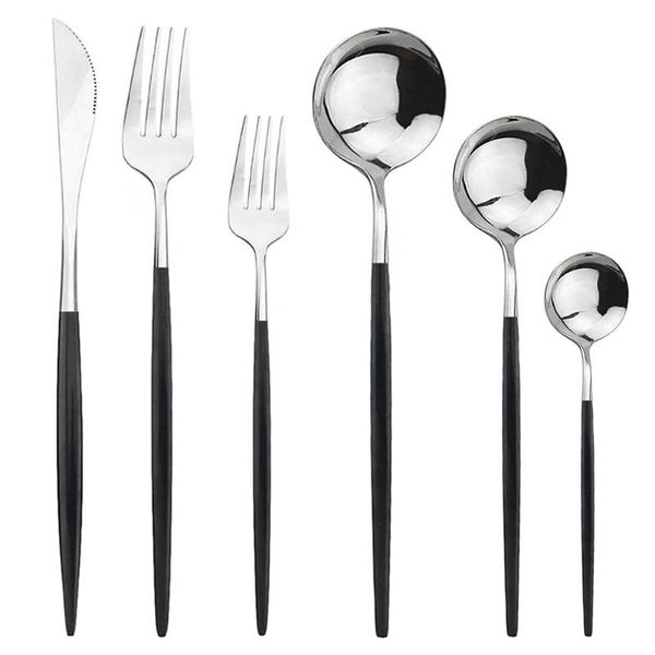 6pcs/set black silver cutlery set knives fork spoon flatware set stainless steel dinnerware kitchen tableware silverware
6pcs/set black silver cutlery set knives fork spoon flatware set stainless steel dinnerware kitchen tableware silverware
