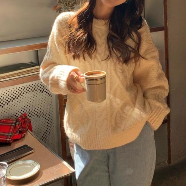 women's sweaters pullover twist sweater loose outer wear lazy wind thickened warm jacket autumn winter, White;black
women's sweaters pullover twist sweater loose outer wear lazy wind thickened warm jacket autumn winter, White;black