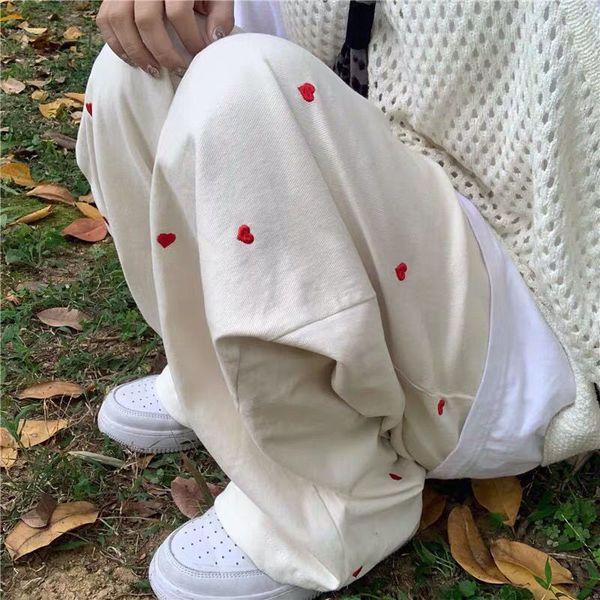 women's pants & capris jeans streetwear casual heart shaped embroidery elastic waist vintage baggy straight denim trouser wide leg o12t, Black;white
women's pants & capris jeans streetwear casual heart shaped embroidery elastic waist vintage baggy straight denim trouser wide leg o12t, Black;white