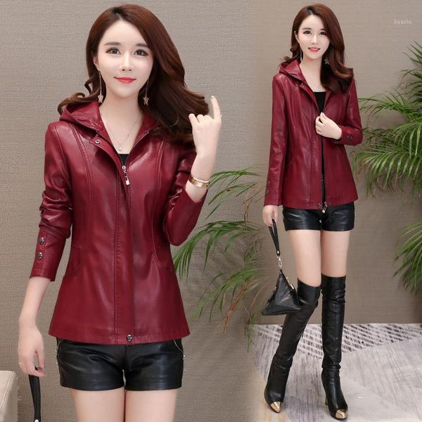 women's leather & faux 2021 women hooded pu jackets turn-down collar casual outerwear motorcycle coats female fashion jacket x607, Black
women's leather & faux 2021 women hooded pu jackets turn-down collar casual outerwear motorcycle coats female fashion jacket x607, Black