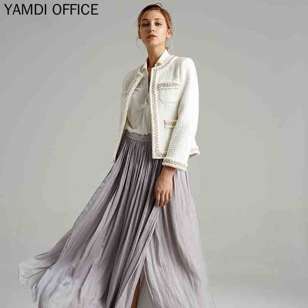 yamdi new runway coat women autumn winter solid black white jacket cotton outwear female elegant luxury beading wool blend 201013, Black;brown
yamdi new runway coat women autumn winter solid black white jacket cotton outwear female elegant luxury beading wool blend 201013, Black;brown