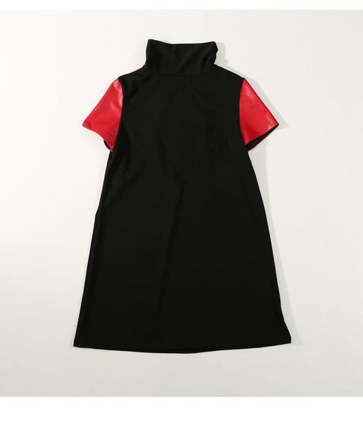 2021 korean style feminine fashion genuine leather splicing dress slir, Black;gray
2021 korean style feminine fashion genuine leather splicing dress slir, Black;gray