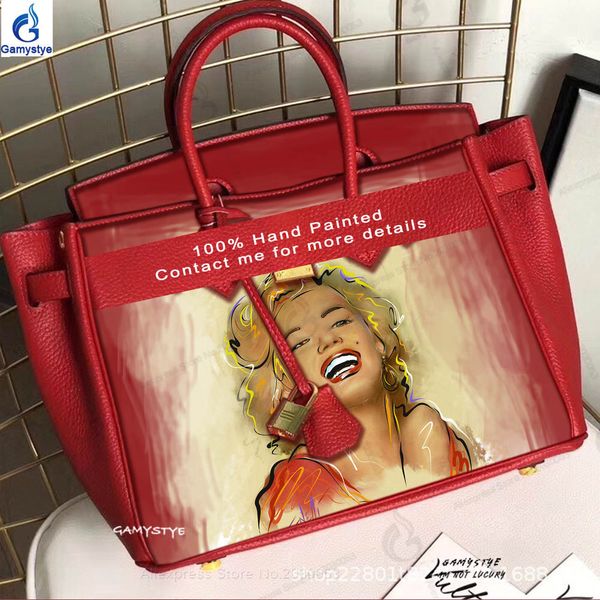 hand drawing pop art monroe women handbags genuine leather handle bags women messenger bag designer real cowskin, Black;red
hand drawing pop art monroe women handbags genuine leather handle bags women messenger bag designer real cowskin, Black;red