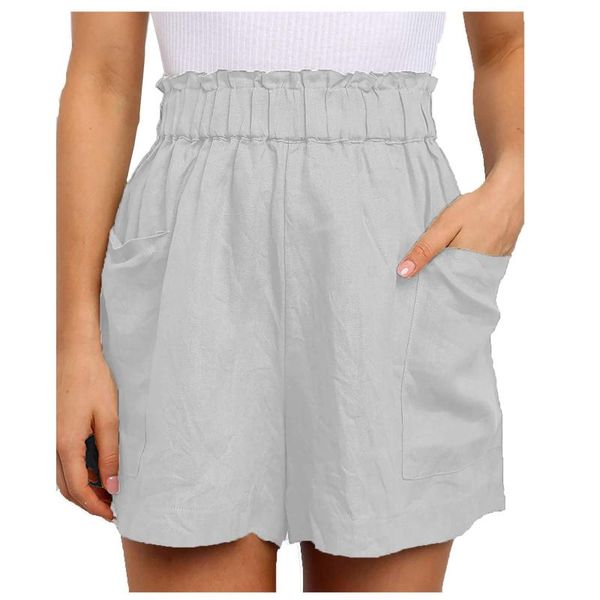 women's shorts solid color pocket leisure time elastic waist broad legs plus size mid short fashion woman streetwear, White;black
women's shorts solid color pocket leisure time elastic waist broad legs plus size mid short fashion woman streetwear, White;black