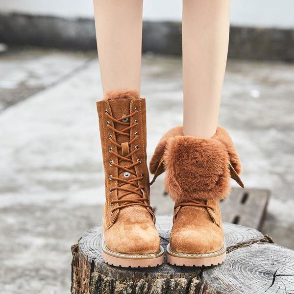 boots genuine leather winter women keep warm mid-calf snow lace-up comfort flat ladies for thick legs, Black
boots genuine leather winter women keep warm mid-calf snow lace-up comfort flat ladies for thick legs, Black