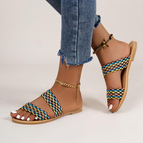 sandals large size women's shoes 2021 summer style flat ribbon round toe slippers zapatillas mujer, Black
sandals large size women's shoes 2021 summer style flat ribbon round toe slippers zapatillas mujer, Black