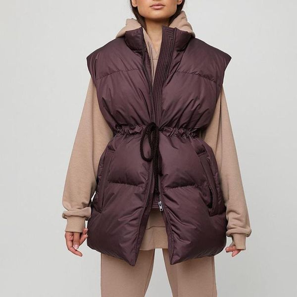 women's vests fashion winter stand collar women elegant drawstring collected waisted coats solid long cotton ladies, Black;white
women's vests fashion winter stand collar women elegant drawstring collected waisted coats solid long cotton ladies, Black;white