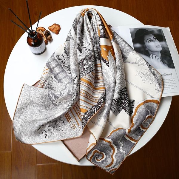 scarves prints 100% twill silk scarf women large square shawl wraps foulard 35", Blue;gray
scarves prints 100% twill silk scarf women large square shawl wraps foulard 35", Blue;gray