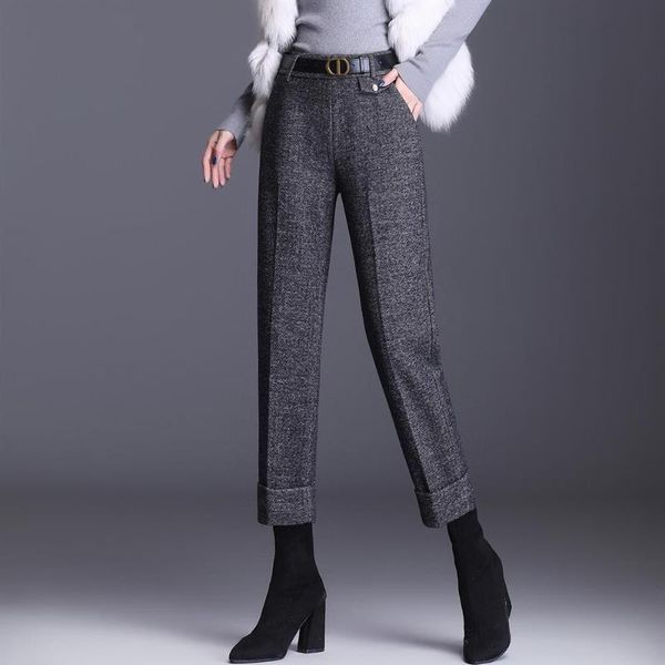 women's pants & capris korean chic 2021 office lady ankle length wool women casual high waist suit female fashion loose harem trousers, Black;white
women's pants & capris korean chic 2021 office lady ankle length wool women casual high waist suit female fashion loose harem trousers, Black;white