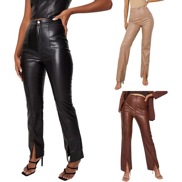 women's pants & capris women faux leather solid color high waist straight wide leg leggings slim fit trousers vintage pantalones de muj, Black;white
women's pants & capris women faux leather solid color high waist straight wide leg leggings slim fit trousers vintage pantalones de muj, Black;white