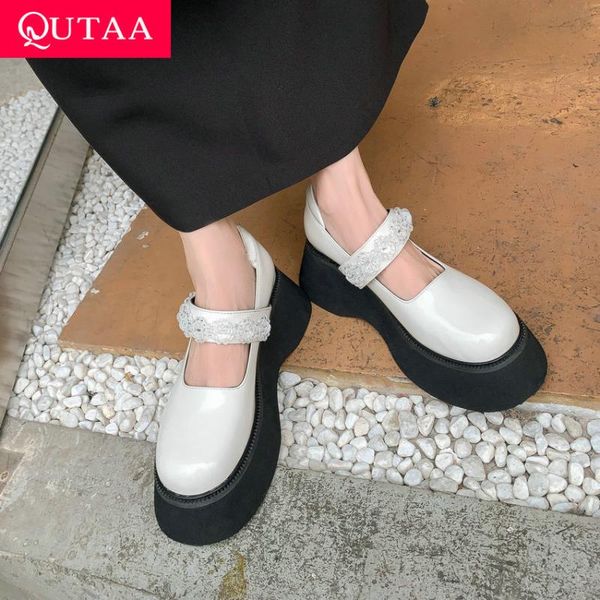 dress shoes qutaa 2021 platform crystal round toe hook&loop basic women pumps cow patent leather wedge high heel female size 34-39, Black
dress shoes qutaa 2021 platform crystal round toe hook&loop basic women pumps cow patent leather wedge high heel female size 34-39, Black