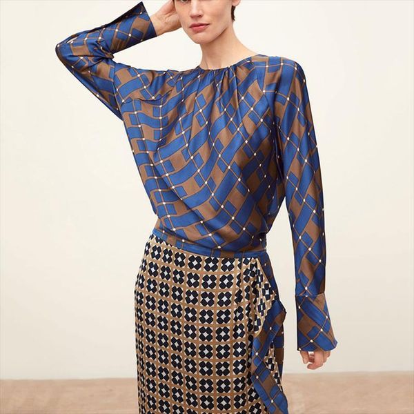 vintage geometric pattern women shirt fashion o neck flare sleeve ladies shirts casual blusas mujer, White
vintage geometric pattern women shirt fashion o neck flare sleeve ladies shirts casual blusas mujer, White
