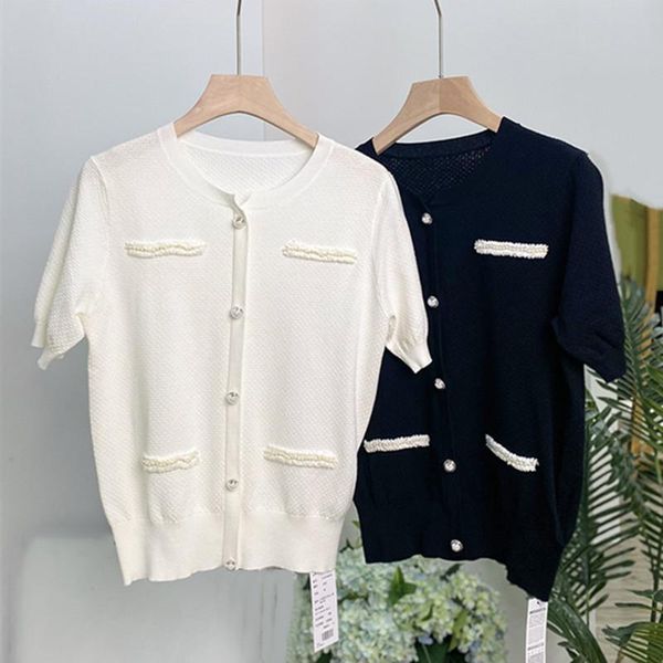 women's knits & tees ice silk viscose knit women summer thin cardigans coat oneck single breasted half sleeve pearls spliced /l/xl, White
women's knits & tees ice silk viscose knit women summer thin cardigans coat oneck single breasted half sleeve pearls spliced /l/xl, White