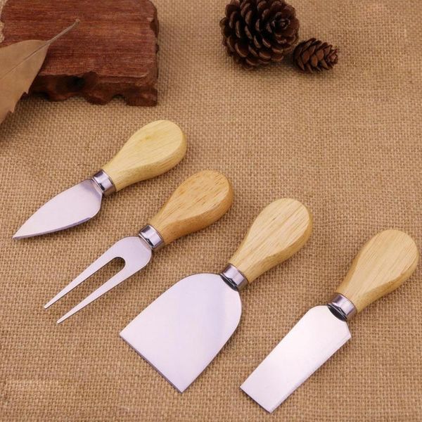 4pcs flatware set stainless steel cheese slicers shovels fork set wood handle baking butter sandwich kit flatware 
4pcs flatware set stainless steel cheese slicers shovels fork set wood handle baking butter sandwich kit flatware
