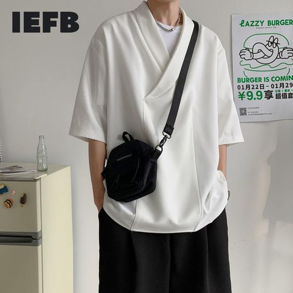 men's casual shirts iefb summer oversized shirt for men 2021 temperament short sleeve korean fashion loose v neck 9y8193, White;black
men's casual shirts iefb summer oversized shirt for men 2021 temperament short sleeve korean fashion loose v neck 9y8193, White;black