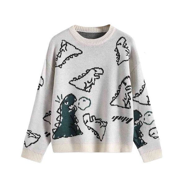 women's sweaters fall oversized female pullover long-sleeve black-white shirt dinosaur knitted or crocheted neck jumper sc86, White;black
women's sweaters fall oversized female pullover long-sleeve black-white shirt dinosaur knitted or crocheted neck jumper sc86, White;black