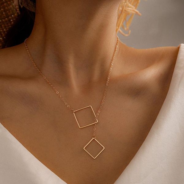 pendant necklaces huatang simple design hollow square necklace for women geometric metal clavicle chain female summer jewelry accessories, Silver
pendant necklaces huatang simple design hollow square necklace for women geometric metal clavicle chain female summer jewelry accessories, Silver
