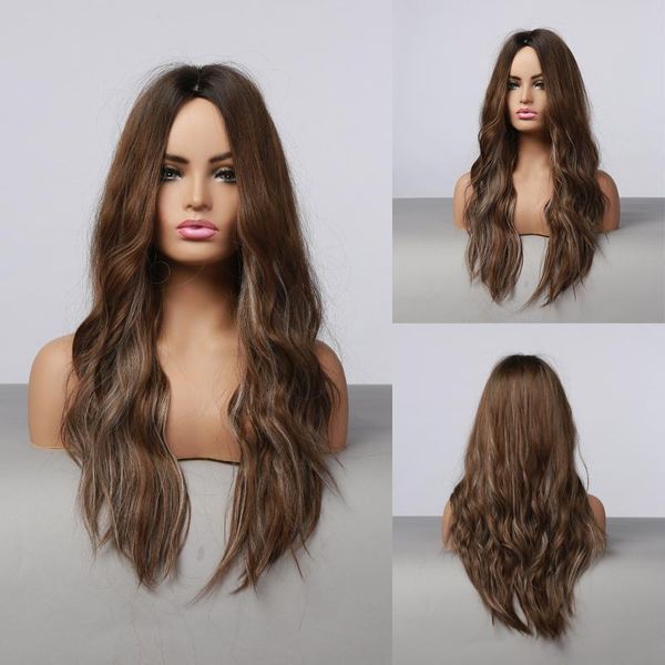 synthetic wigs long wavy brown ombre hair with highlights cosplay for afro women middle part heat resistant natural, Black
synthetic wigs long wavy brown ombre hair with highlights cosplay for afro women middle part heat resistant natural, Black