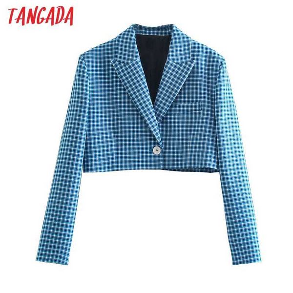 tangada women blue plaid print crop blazer female long sleeve jacket ladies high street blazer suits je63 210609, White;black
tangada women blue plaid print crop blazer female long sleeve jacket ladies high street blazer suits je63 210609, White;black